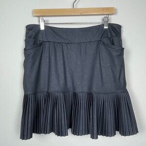 Tail Activewear Golf Skirt Skort Women's Sz L‎ Black Flounce Pleated Hem Pockets